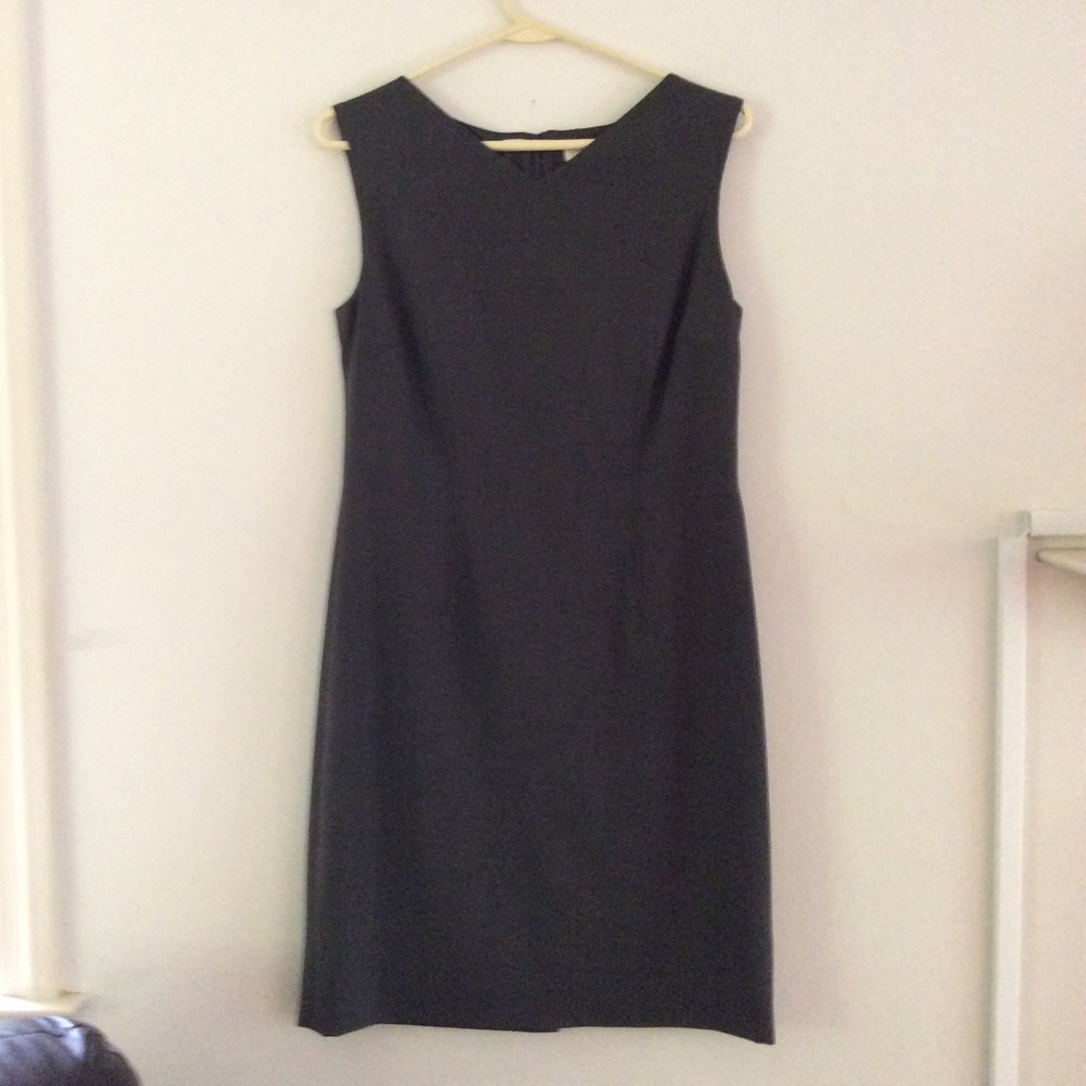 Grey sheath dress with V-neck